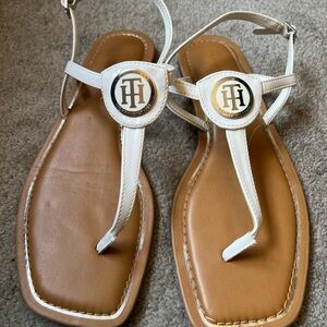 Tommy Hilfiger White and Brown Sandals women’s size 9.5